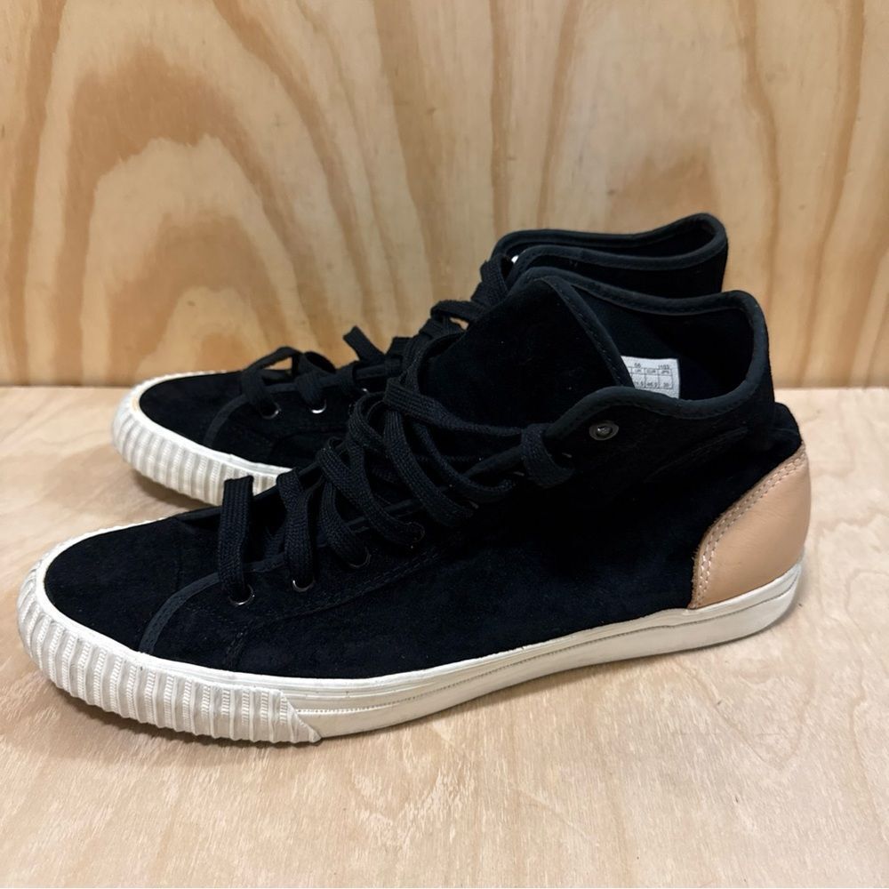 PF Flyers Center Hi , Black Suede Tan, Men's Size 12 Women’s Size 13.5